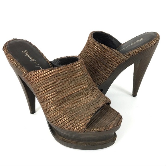 Elizabeth and James Heels 6 Brown Platform Leather - Picture 1 of 8